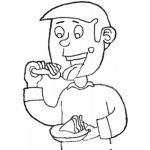 Dibujo para colorear Dibujo De Hombre Comiendo Pastel Para Pintar Y Colorear