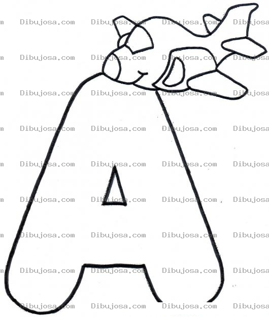 Dibujo para colorear Colorear Letra A De Avion Para Colorear