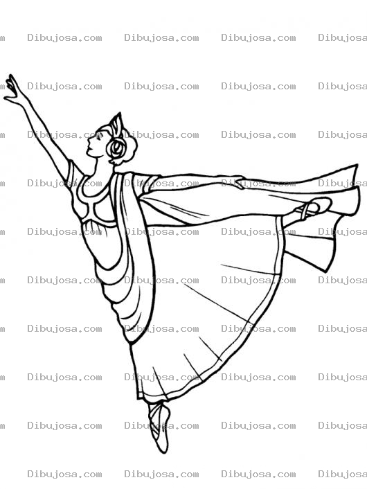 Dibujo para colorear Dibujo De Bailarina Con Vestido Largo Para Pintar Y Colorear