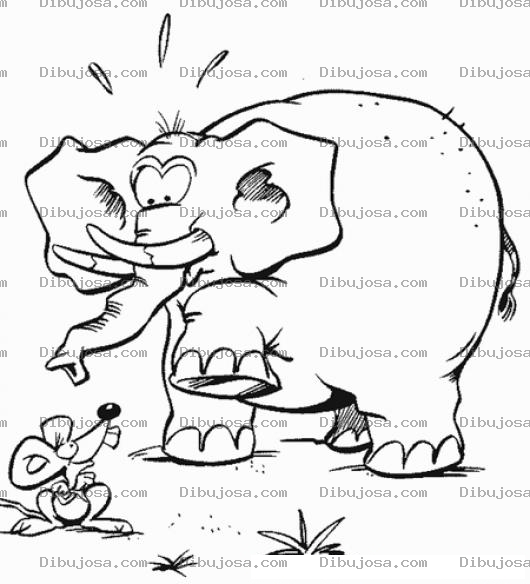 Dibujo para colorear Dibujo De Raton Y Elefante Para Pintar Y Colorear Elefante Asustado
