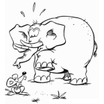 Dibujo para colorear Dibujo De Raton Y Elefante Para Pintar Y Colorear Elefante Asustado