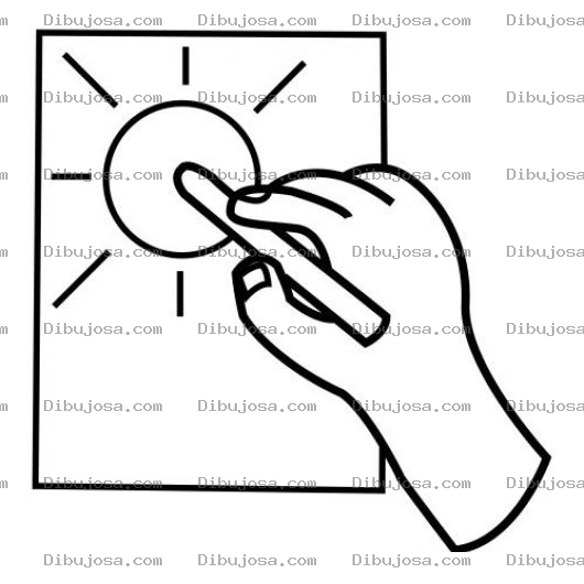 Dibujo para colorear Dibujo De Una Mano Pintando El Sol