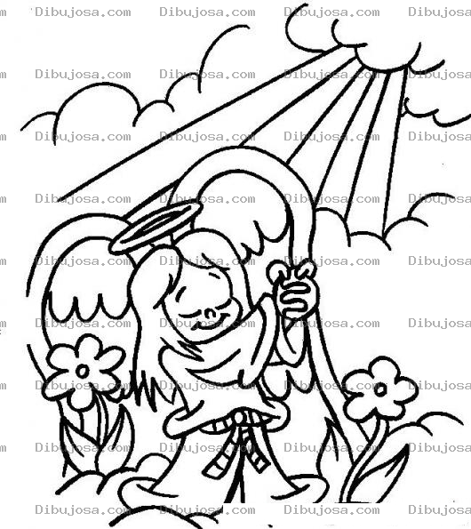 Dibujo para colorear Colorear Angelita En Las Nubes