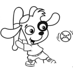 Dibujo para colorear Doki Jugando Baseball Para Colorear Y Pintar