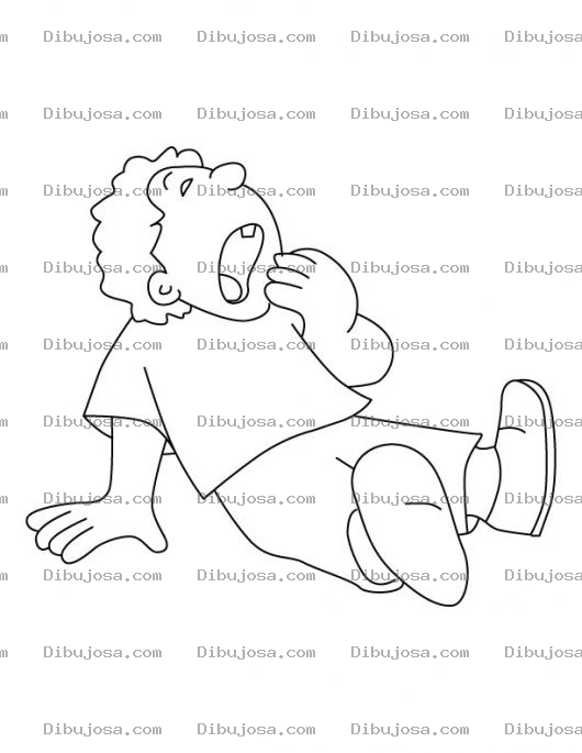 Dibujo para colorear Colorear Nino Bostezando Y Cansado Con Ganas De Dormir