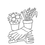 Dibujo para colorear Colorear Utensilios De Jardinero