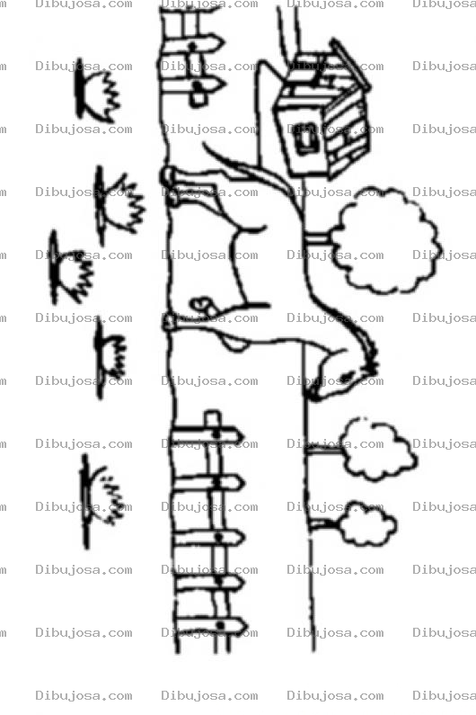 Dibujo para colorear Colorear Caballo En Finca Con Casita Al Fondo
