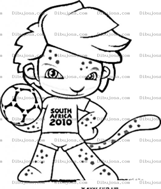 Dibujo para colorear Colorear Zakumi Mascota Del Mundial De Sudafrica 2010