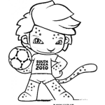 Dibujo para colorear Colorear Zakumi Mascota Del Mundial De Sudafrica 2010