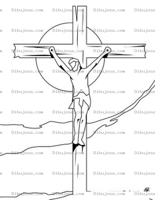 Dibujo para colorear Colorear A Cristo Clavoado En La Cruz