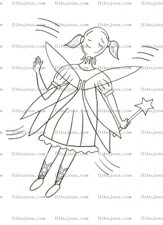 Dibujo para colorear Colorear Hada Con Alas Vista De Espaldas