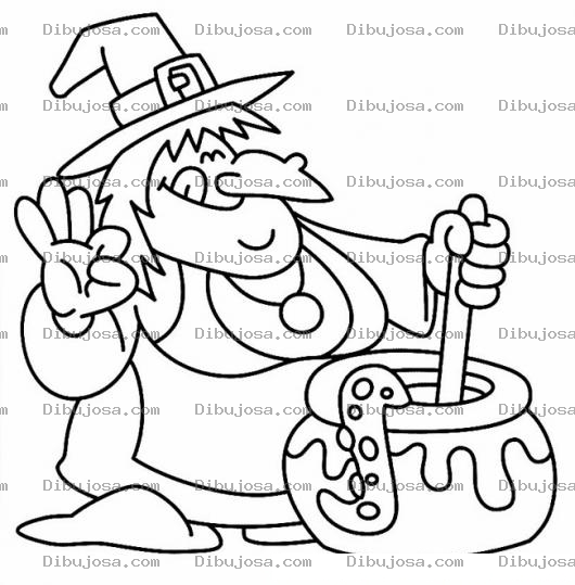 Dibujo para colorear Colorear Bruja Fea Cocinando