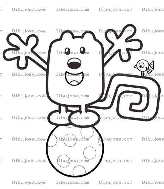 Dibujo para colorear Colorear A Wubzy Sobre Una Pelota