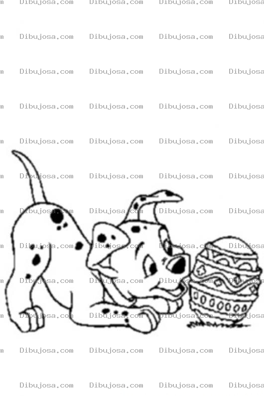 Dibujo para colorear Colorear Perrito Dalmara Con Huevito De Pascuas