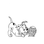 Dibujo para colorear Colorear Perrito Dalmara Con Huevito De Pascuas
