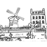 Dibujo para colorear Colorear Molino Rojo de Francia
