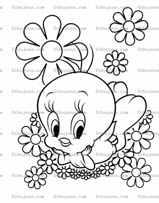 Dibujo para colorear Colorear Piolin Entre Flores