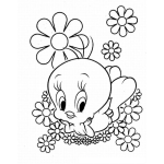 Dibujo para colorear Colorear Piolin Entre Flores
