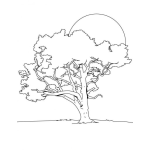 Dibujo para colorear Colorear Arbol En Lindo Atardecer