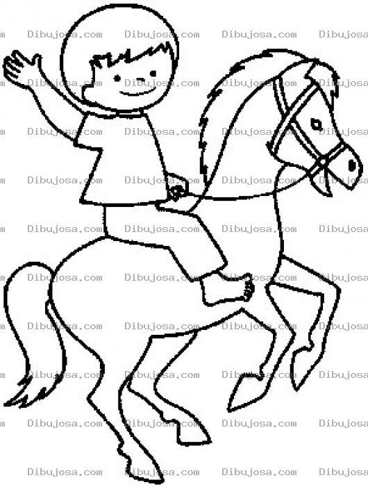 Dibujo para colorear Colorear Nino Cabalgando En Su Caballo