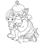 Dibujo para colorear Colorear Mama Cambiando Un Panal A Su Hijo De Precious Moments