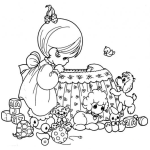 Dibujo para colorear Colorear Hermanita Viendo A Su Hermanito Bebe En La Cuna De Preciusmoments