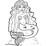 Dibujo para colorear La sirenita con pelo colocho
