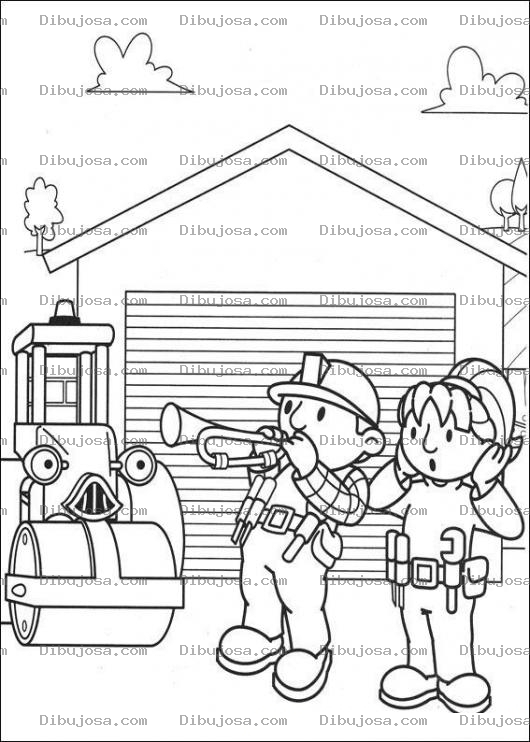 Dibujo para colorear Bob el Constructor tocando la trompeta