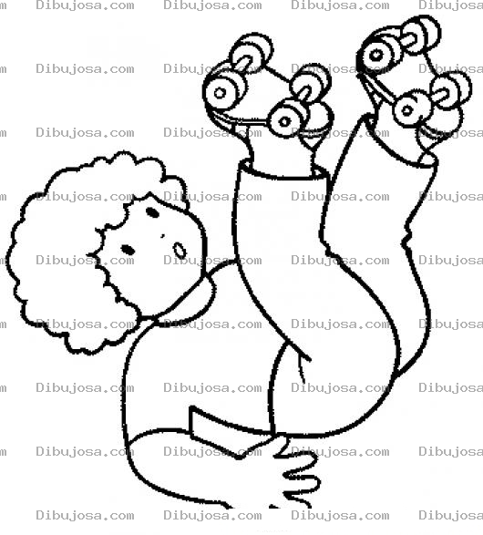 Dibujo para colorear Colorear Caida En Patines De Un Muchachito Patinando