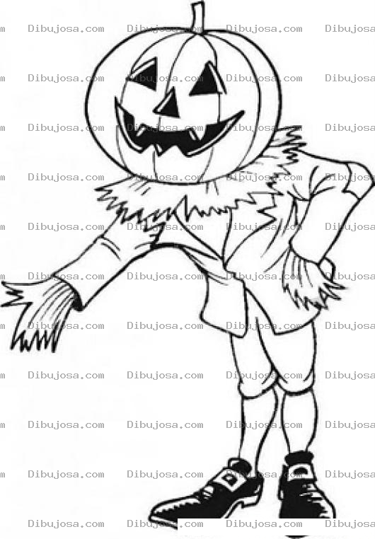 Dibujo para colorear Colorear Espantapajaros Con Cabeza De Calabaza