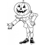 Dibujo para colorear Colorear Espantapajaros Con Cabeza De Calabaza