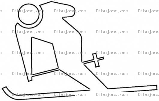 Dibujo para colorear Colorear Hombre Eskiando Con Equis De Nieve