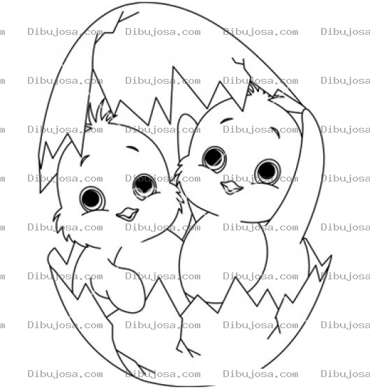 Dibujo para colorear Colorear Dos Pollitos En Un Cascaron