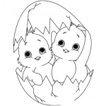 Dibujo para colorear Colorear Dos Pollitos En Un Cascaron