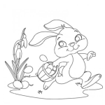 Dibujo para colorear Colorear Conejito Pascuero Con Una Canasta De Huevos De Pascua