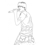 Dibujo para colorear Colorear A Justin Bieber Cantando Con Microfono