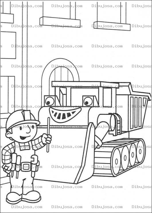 Dibujo para colorear Bob frente a su tractor