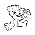 Dibujo para colorear Colorear Un Osito Lindo Con Una Flor