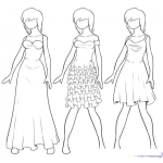Dibujo para colorear Colorear Tres Vestidos Distintos