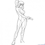 Dibujo para colorear Colorear Mujer Galactica Con Pistola Laser