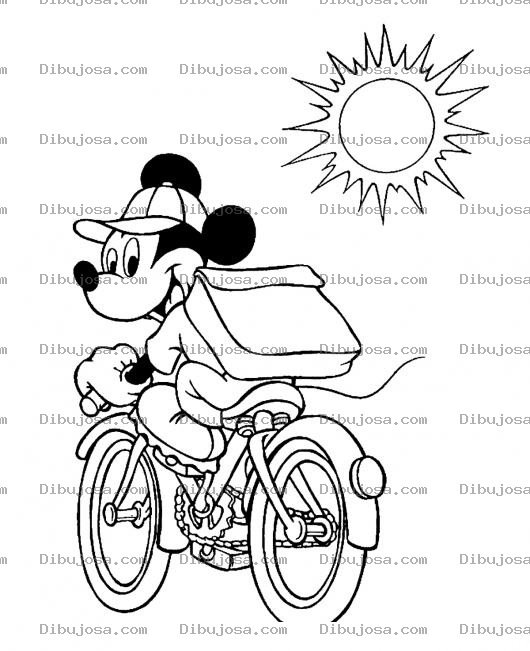 Dibujo para colorear Colorear Mikymaus En Bicicleta