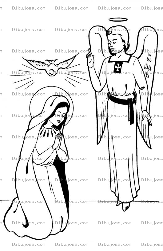 Dibujo para colorear Colorear A Maria Y El Angel