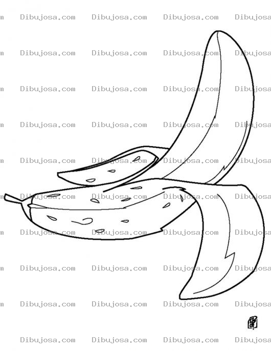 Dibujo para colorear Colorear Banano Pelado