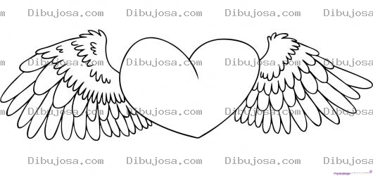 Dibujo para colorear Colorear Corzaon Con Alas