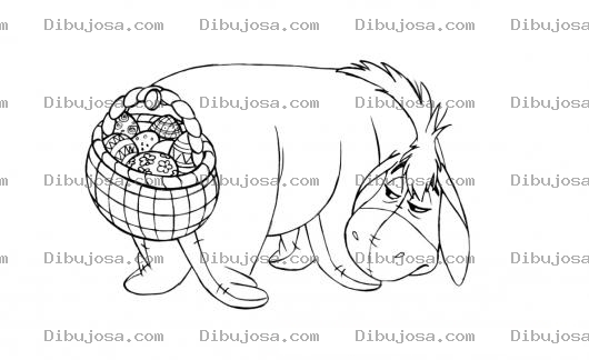 Dibujo para colorear Colorear Burros De Winnie Pooh Con Huevos De Pascuas