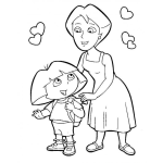 Dibujo para colorear Colorear A Dora Con Su Mama
