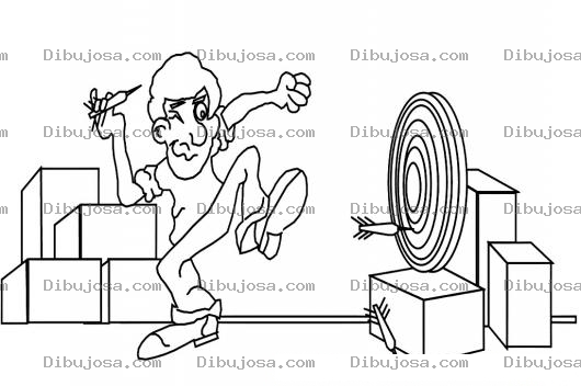 Dibujo para colorear Colorear Dardos Jugando Tiro Al Blanco