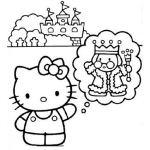 Dibujo para colorear Colorear Hello Kitty Pensando En Un Rey