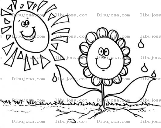 Dibujo para colorear Colorear Flor Y Sol