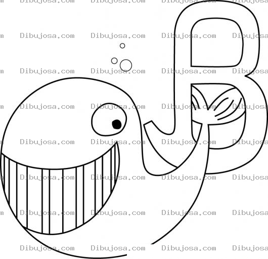Dibujo para colorear Colorear La Letra B De Ballena